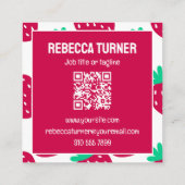 Süßes minimalistisches Erdbeermuster, QR-Code Quadratische Visitenkarte (Rückseite)