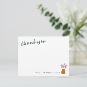 Süßes minimalistisches florales personalisiertes N Dankeskarte