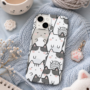 Süßes minimalistisches Kawaii-Katzen-Muster iPhone Case-Mate iPhone 14 Hülle