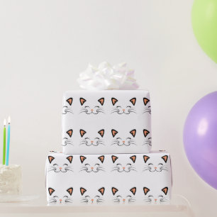 Süßes minimalistisches Kawaii lächelndes Katzen-Ge Geschenkpapier