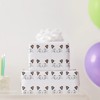 Süßes minimalistisches Kawaii lächelndes Katzen-Ge Geschenkpapier