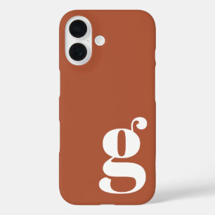 Süßes minimalistisches Monogramm in Rust iPhone 16 Hülle