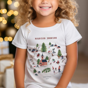 Süßes minimalistisches nordisches Winterdorf Weihn T-Shirt