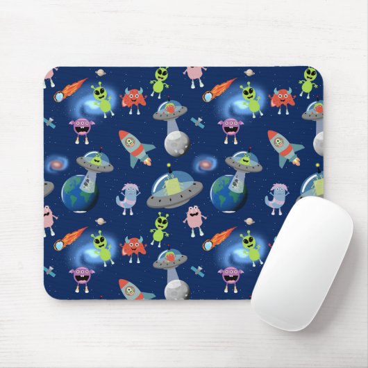Süßes modernes Alien-Weltraum-Kinder-Muster Mousepad (Mit Mouse)