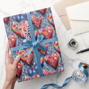 Süßes modernes buntes Valentinstag-Herzen-Muster Geschenkpapier