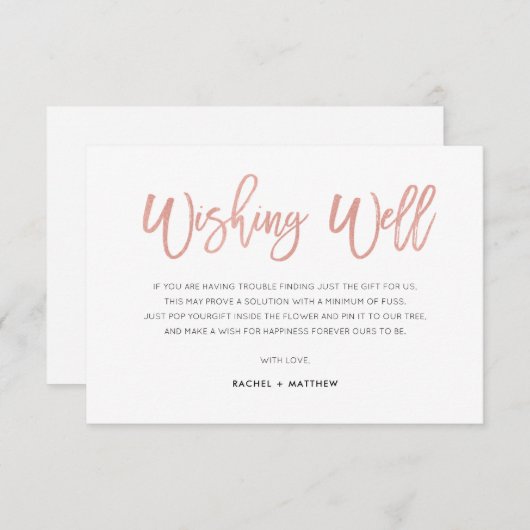 Süßes Modernes Glam Rose Gold für gute Einlage Begleitkarte (Vorne/Hinten)