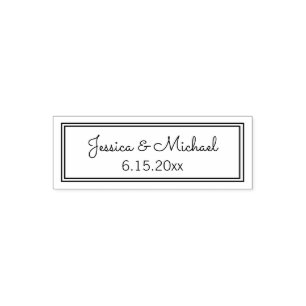 Süßes modernes Hochzeitspaar Namensdatum Permastempel