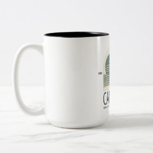 Süßes modernes kalifornisches Stranddesign   Palme Zweifarbige Tasse