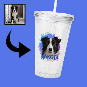 Süßes modernes & lustiges blaues Border Collie-Hun Acryltrinkbecher