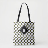 Süßes modernes Monogramm Initial Muster Schwarz Gr Tasche (Vorderseite)