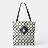 Süßes modernes Monogramm Initial Muster Schwarz Gr Tasche (Rückseite)
