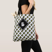 Süßes modernes Monogramm Initial Muster Schwarz Gr Tasche (Von Nahem)