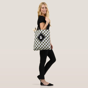 Süßes modernes Monogramm Initial Muster Schwarz Gr Tasche