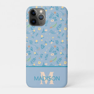 Süßes modernes Muster Floral Blau Vintage Monogram Case-Mate iPhone Hülle