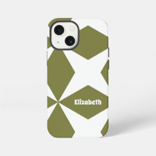 Süßes modernes Muster Monogramm Name Trend Grün iPhone 13 Mini Hülle