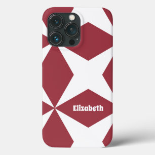 Süßes modernes Muster Monogramm Name Trend Rot Wei Case-Mate iPhone Hülle