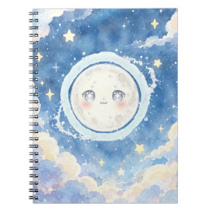Süßes Mond-und Sterne-Spiralnotizbuch Notizblock
