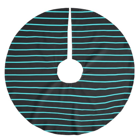 Süßes Monogramm aqua schwarze Streifen Polyester Weihnachtsbaumdecke (Vorderseite)