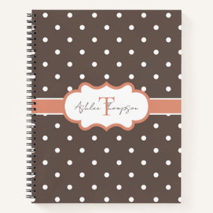 Süßes Monogramm Braun Orange Polka Punkt Notizblock