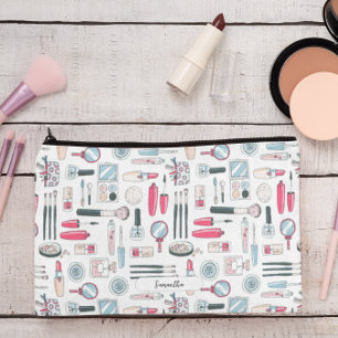 Süßes Monogramm-Make-up-Muster Zubehörtasche