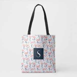 Süßes Monogramm Rosa Flamingo Muster Tasche