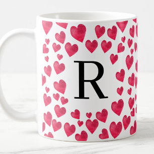 Süßes Monogramm Rote Herzen Benutzerdefiniertes Mo Kaffeetasse