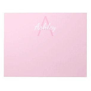Süßes monogrammierter Mädchenname Rosa und Weiß Notizblock
