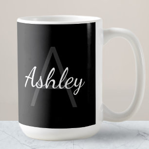 Süßes monogrammierter Mädchenname Schwarz & Weiß Kaffeetasse