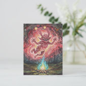 Süßes Monster am Lagerfeuer Postkarte (Stehend Vorderseite)