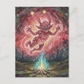 Süßes Monster am Lagerfeuer Postkarte (Vorderseite)
