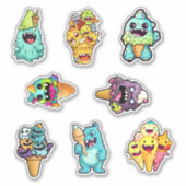 Süßes Monster, das Eiscremeklemmer genießt Nummer Aufkleber (Vorderseite)