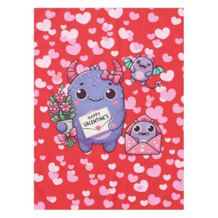 Süßes Monster Valentinstag Tischdecke