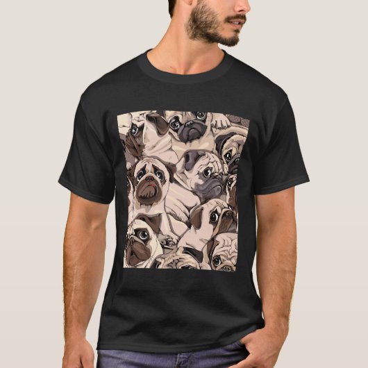 süßes Mops-Hund-Muster 320 T-Shirt (Vorderseite)