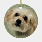 Süßes Morkie Hündchen-runde Weihnachtsverzierung Keramik Ornament (Vorne)