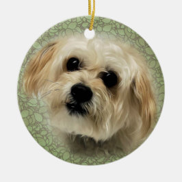 Süßes Morkie Hündchen-runde Weihnachtsverzierung Keramik Ornament