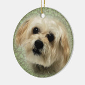 Süßes Morkie Hündchen-runde Weihnachtsverzierung Keramik Ornament (Links)