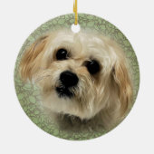Süßes Morkie Hündchen-runde Weihnachtsverzierung Keramik Ornament (Hinten)
