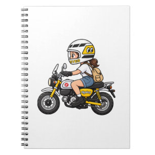 Süßes Motorrad Mädchen – Cartoon auf gelbem Mini-M Notizblock