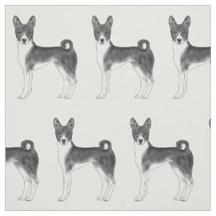 Süßes Muster eines Basenji-Hundes in Schwarzweiß Stoff