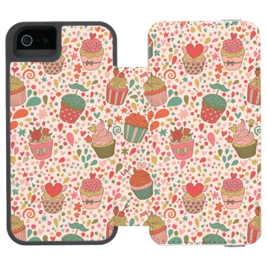 Süßes Muster Incipio iPhone Geldbeutel-Hülle (Folio Geöffnet)