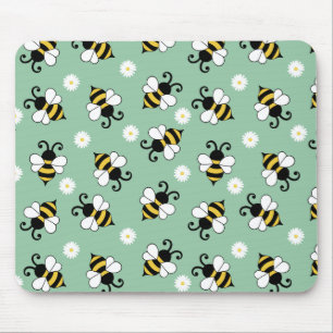 Süßes Muster mit kleinen Bienen und Gänseblümchen Mousepad