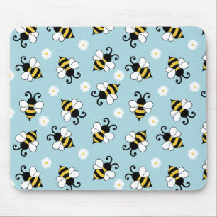 Süßes Muster mit kleinen Bienen und Gänseblümchen Mousepad