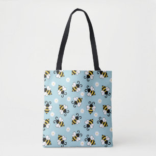 Süßes Muster mit kleinen Bienen und Gänseblümchen Tasche