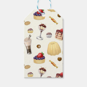 Süßes Muster mit verschiedenen Desserts. Geschenkanhänger
