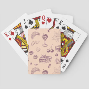 Süßes Muster mit verschiedenen Desserts. Spielkarten