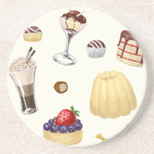 Süßes Muster mit verschiedenen Desserts. Untersetzer