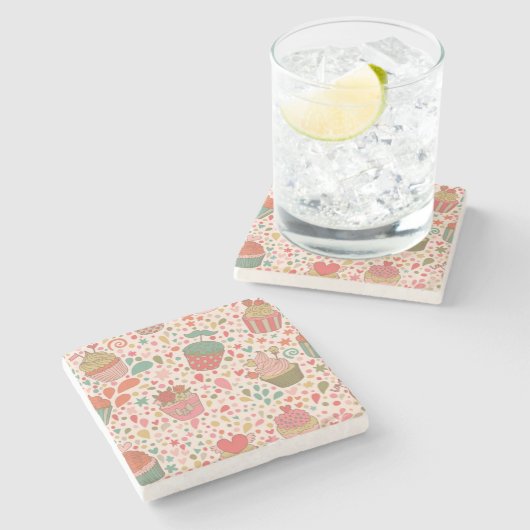 Süßes Muster Steinuntersetzer (Seitenansicht)