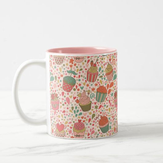 Süßes Muster Zweifarbige Tasse (Links)