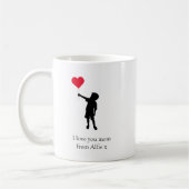 Süßes Mutter-Herz-Ballon-Kind-Silhouette Kaffeetasse (Links)