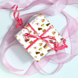 Süßes Nachtisch Wasserfarbe mit Kaffee & Tee Geschenkpapier